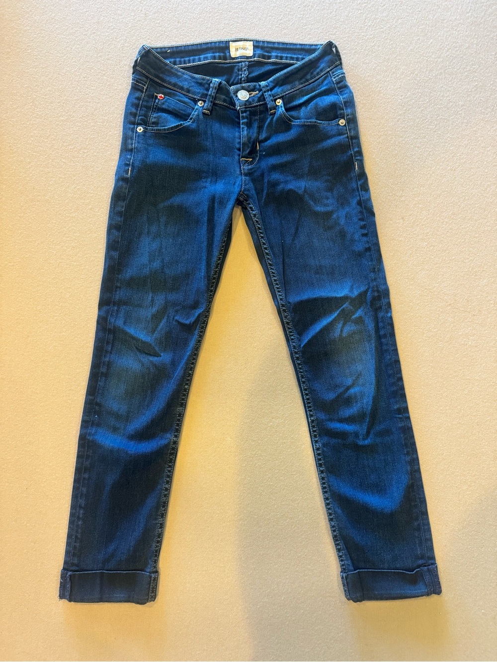 Hudson Bacara Crop Straight Cuffed Jeans Dark Wash Size 25